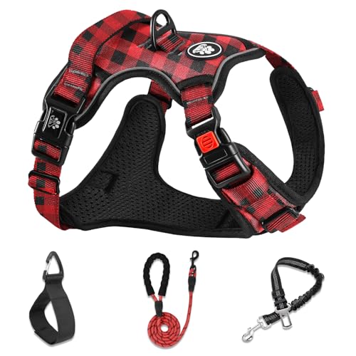 Dog Harness for Medium Sized Dog (Checkered Red / Medium)