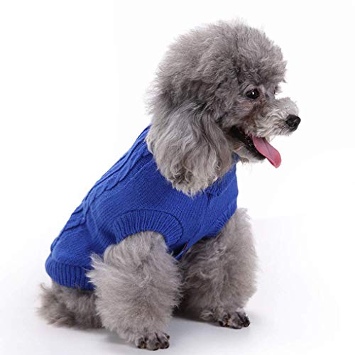 Dog Sweater Soft Warm Turtleneck Knitted Clothes for Small Medium Large Pet (Dark Blue / Small)