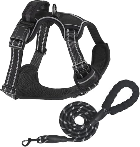 Dog Harness for Medium Sized Dog with Leash (Black / S)