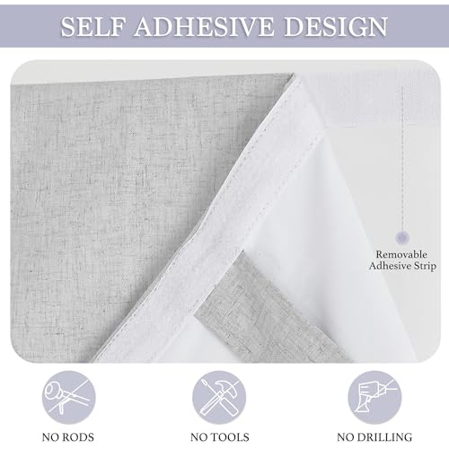 Natural Linen Textured French Door Window Curtains 100% Blackout (Concrete Grey / 30"W x 69"L (Pack of 1))