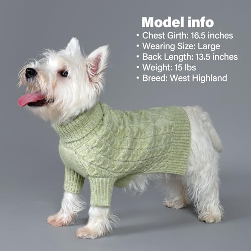 Dog Sweater for Small Dogs Turtleneck Thick Knit with Sleeves (Medium (12-19lbs) / 10# Green)