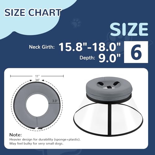 Sponge Core Dog Cone (Gray / Size 6(Neck: 15.8"- 18.0"))