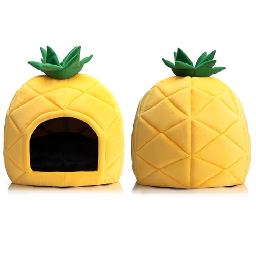 Cat Bed Cave for Indoor Cats for Pets up to 15 lbs (Pineapple Cave)
