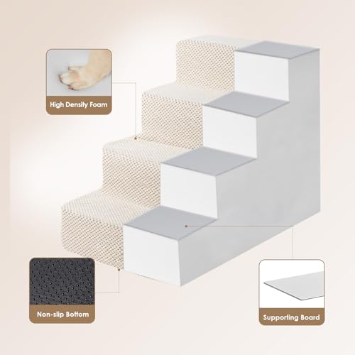 Dog Stairs for Bed 18" H (Beige / Standard 15" x 24" x 18")