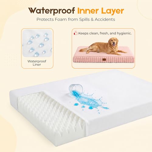 Orthopedic Dog Bed for XXL Dog (Pink / 47"x29"x4")