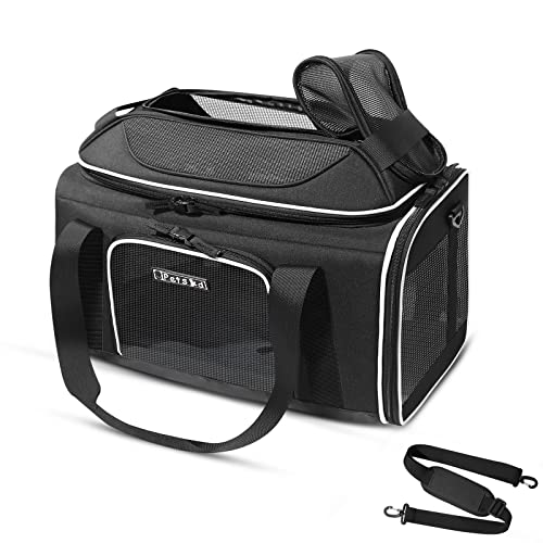 Top Expandable Small Pet Carrier 17"x11"x9.5" Airline Approved (17.0"L x 11.0"W x 9.5"H / Black)