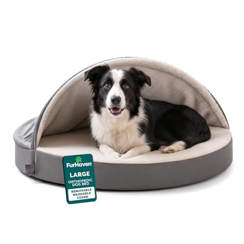 Round Orthopedic Dog Bed for Large Dogs (Gray / Large)