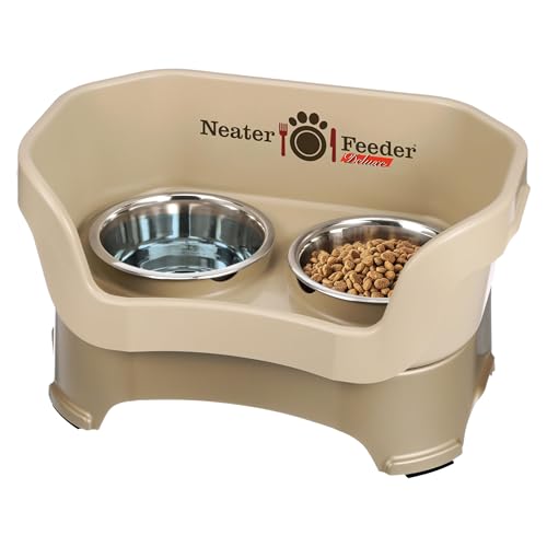 Neater Feeder Deluxe Mess Proof Dog Bowls Elevated for Medium Dogs 19 (Medium with Standard Bowl / Cappuccino)