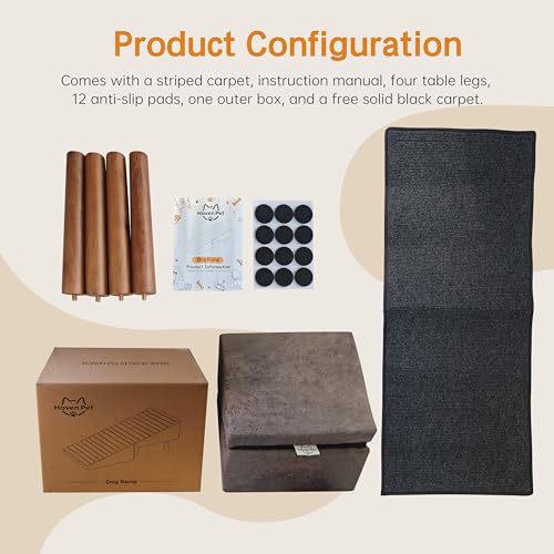 17" 2-in-1 Dog Ottoman Ramp for Couch & Small Dogs (Brown H 17")