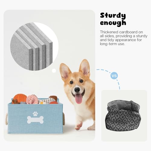 Dog Toy Basket with Lid (Blue / Medium)