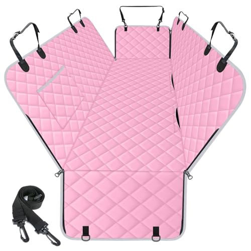 Waterproof Dog Car Seat Cover for Back Seat (Pink,Grey / Large,Standard)