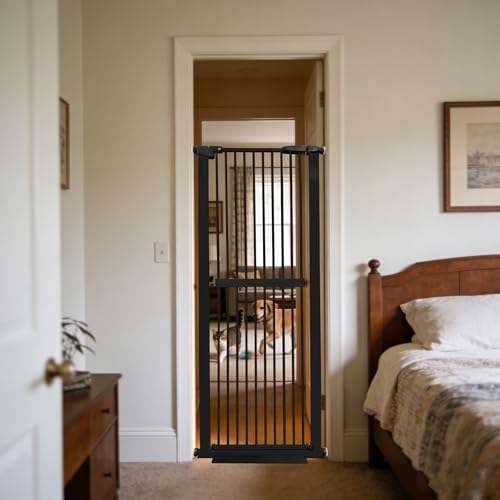 61.02" Extra Tall Pet Gate for Cat Dog 26.38" (61.02" H-black / 26.38"-30.11" W)
