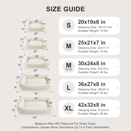 Dog Bed Medium Size Dog (Cream / M Plus (30"x24"x8"))