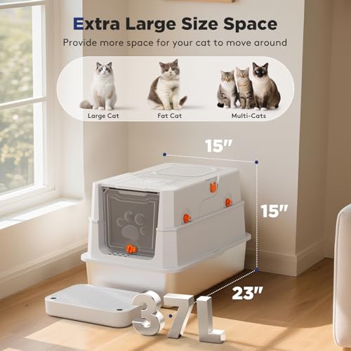 Stainless Steel Litter Box with Lid (X-large / Silver)