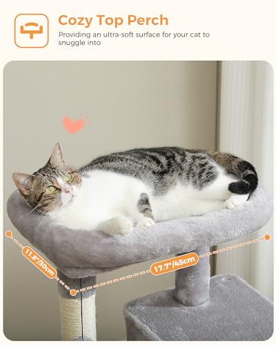 56.3" Cat Tree with Metal Hammock (Grey / 56.3in)