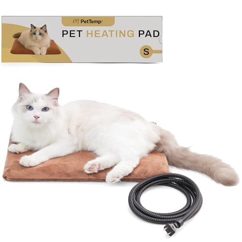 Pet Heating Pad for Cats Dogs Indoor & Sheltered Outdoor Waterproof Heated Cat Bed Heated Dog Bed Chew Resistant Cord Constant Temperature Electric Warming (Brown / Small: 16" x 13" x 1.3")