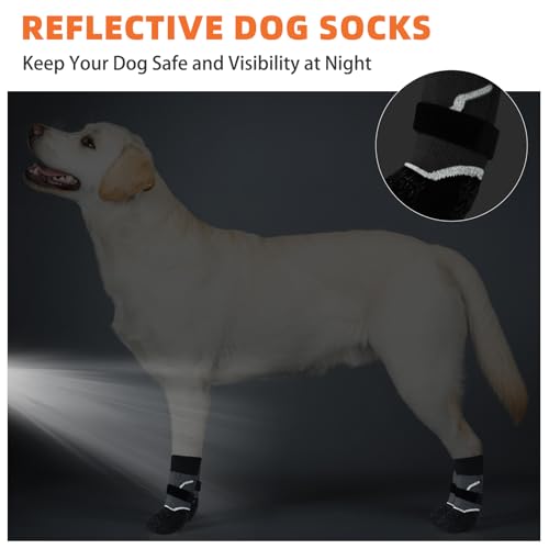 Dog Socks Shoes for Hot Pavement to Prevent Licking Paws (Reflective Gray / Large (Paw Width: 3"))