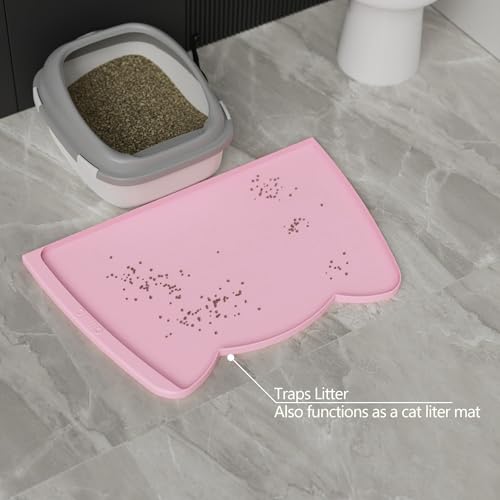 Large Dog Food Mat (24"L x 15"W / Pink)