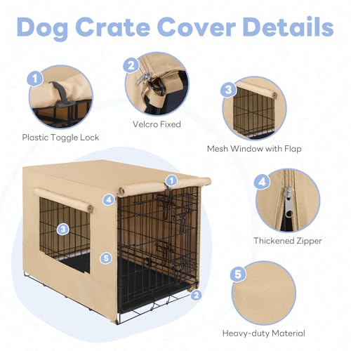 Dog Crate Cover (Beige (with window) / 30 Inch)