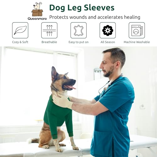Dog Surgery Recovery Sleeve for Front Leg (X-Large / Green)