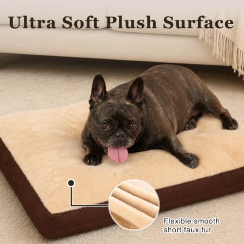 Waterproof XL Dog Bed for Crate with Washable Cover (41.0"L x 27.0"W x 3.0"Th / Brown)