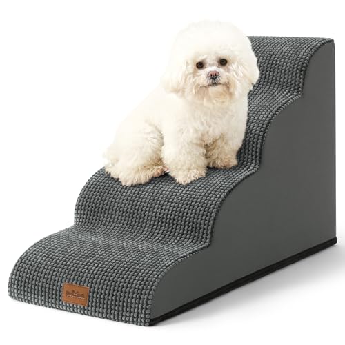 Wide Dog Stairs for Small Dog 19.7" H (Charcoal Grey / Wide:17.7"x28"x19.7")