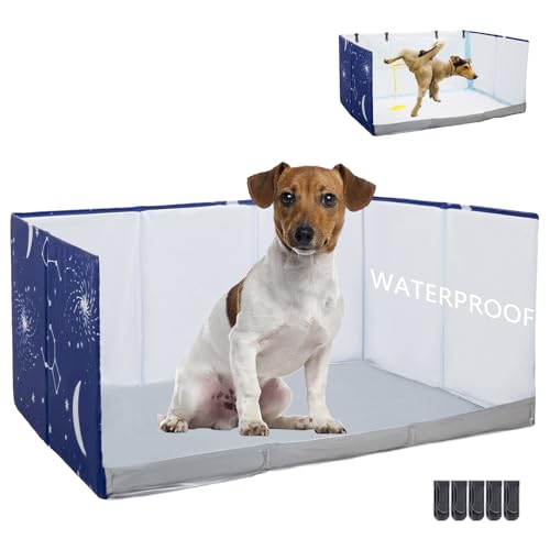 Dog Litter Box with High Walls (Blue star / M-36''Lx23.6''Wx16''H)