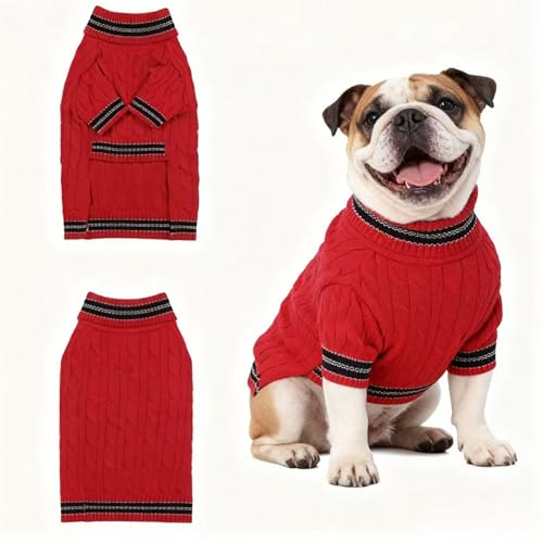 Small Medium Dog Sweater (Striped Red / Large)