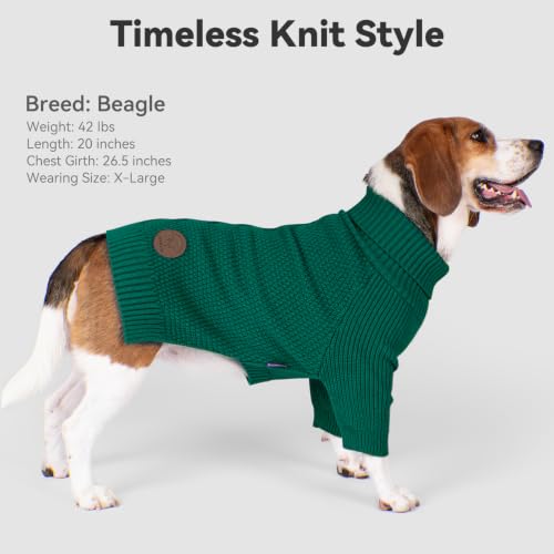 Dog Sweater Long Sleeve Warm Knit Sweaters for Large Dogs Boy Girl (Green / XX-Large)