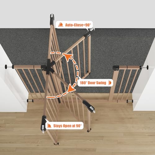 29" 47.3" Extra Wide Baby Gate for Stairs (Brown / 29-47.3"Wide, 30"Tall)