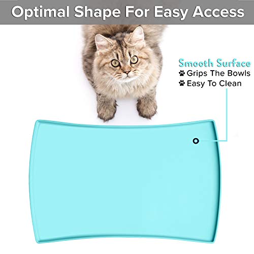 Cat Food Mat Small & Large Pet Food Mat (L: 24" x 14" / Gray)
