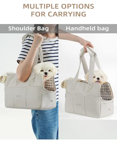 Dog Carrier for Small Dogs Rabbit cat with Large Pockets (Grey / 17.0"L x 7.5"W x 12.0"H)
