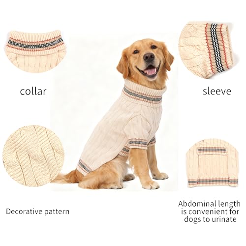 Small Medium Dog Sweater (Striped Apricot / XX-Large)