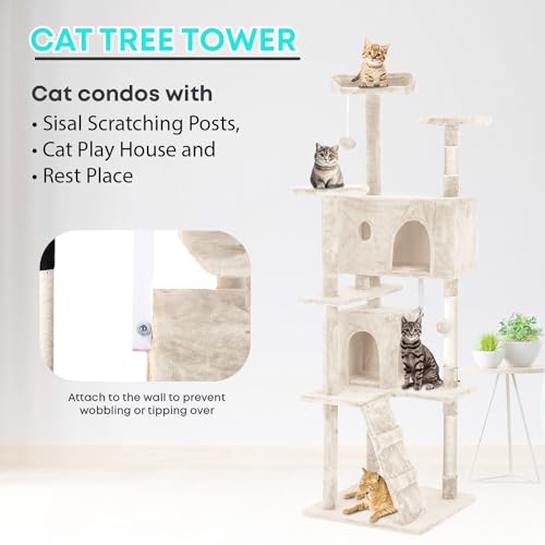 70" Cat Tree Tower (Beige)