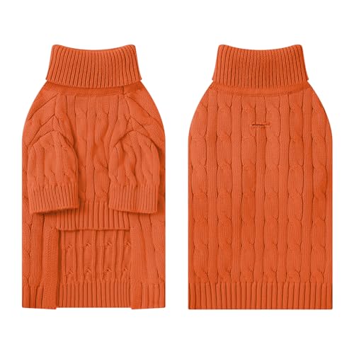 Small Dog Thermal Pullover Sweater (Orange(Order One Size Up) / Large)