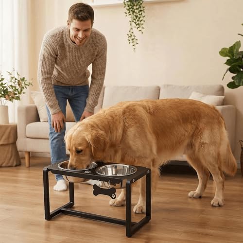 Metal Elevated Dog Bowls (10" | M/L Dogs | 2×58oz Bowls)