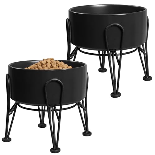 Elevated Dog Bowls (Black / 3.6 Cups | 2 Pack | For Medium Dogs)
