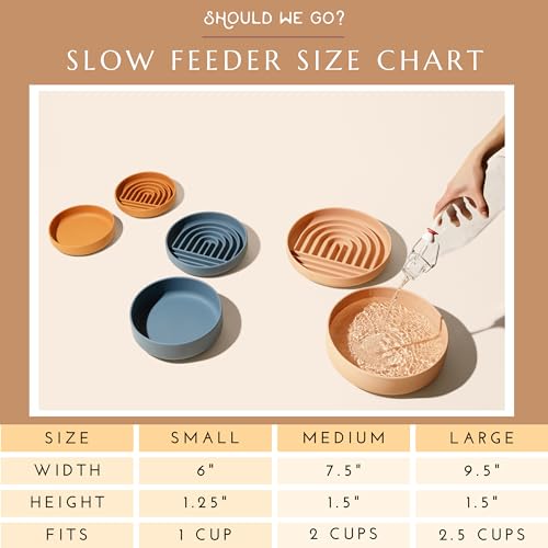 Slow Feeder Dog Bowl (Tan - Rainbow Design / Medium (7.5” Across x 1.5” Tall))