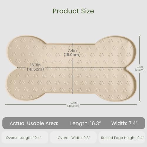Dog Food Mat Anti (19.4" x 9.8"-2PCS / Beige)