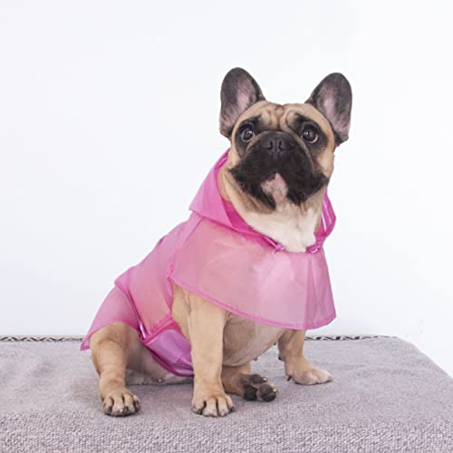 French Bulldog Raincoat Frenchie Pitbull Rain Coat Jacket Poncho Packable Waterproof Adjustable with Reflective Straps Lightweight for Short Thick Medium Dogs (Pink / Large ( 25 - 35 lbs ))