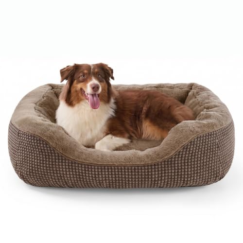 Large Dog Beds Large Sized Dog (L PLUS (38"x28"x8") / Dark Brown)