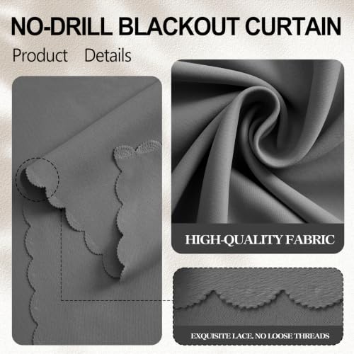 Adhesive Curtains for Window (Grey / 35"W x 79"L (Pack of 1))