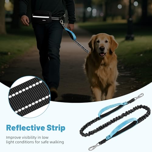 Hands Free Dog Leash with Pouch (Black/Blue / 1 Leash)