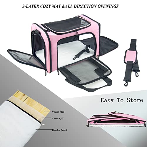Soft Sided Carrier for Small Medium Cats Dogs (20.0"L x 13.0"W x 13.0"H / Pink)