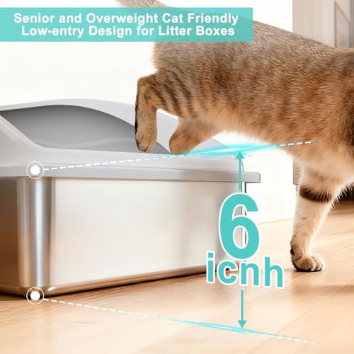 Stainless Steel Litter Box Extra Large for Big Cats and Multi (Silver Grey / XXX-Large)