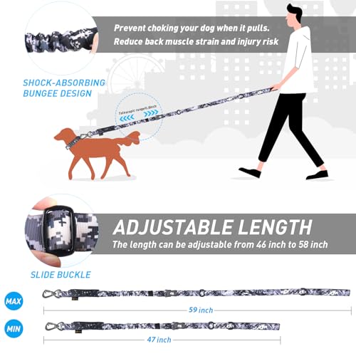 Tactical Bungee Shock Absorbing No Pull Strong Dog Leash (ACU)