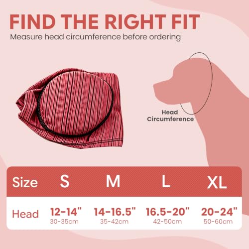 Dog Ear Cover for Noise Cancelling Quiet Calming Ear Wrap for Anxious Dogs No Flap Ear Muffs for Thunder Protection Breathable Ear Protection for Grooming Travel and Daily Wear (rose red / Medium)
