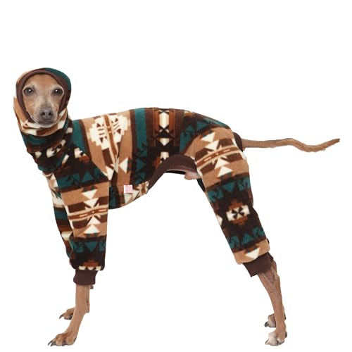 D Doggy Star Italian Greyhound Sweater Turtleneck Outfit Nordic Fleece Onesie Clothes Whippet for Dog Coat (2XL / Brown Nordic)