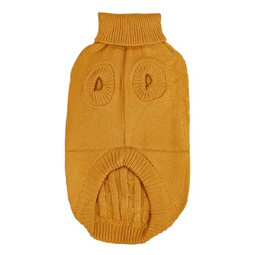 Dog Sweater Soft Warm Turtleneck Knitted Clothes for Small Medium Large Pet (Camel / Small)