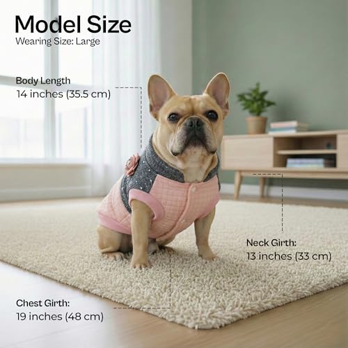 Dog Jacket Dog Pink Winter Coat (L / Fancy Flower Quilted Jacket Pink)